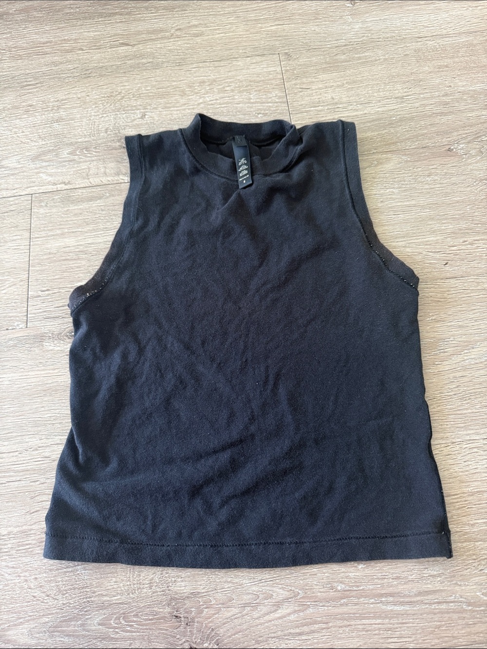 Skims Black Sleeveless Mock Neck Top